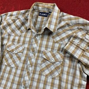 Vintage Planks Pearl Snap Shirt Western Rodeo Cowboy Men Size Large  Plaid